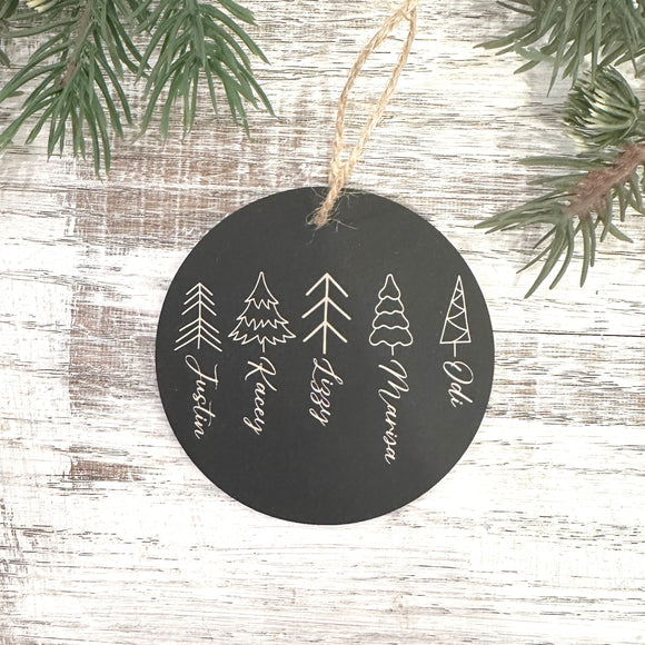 Black Matte Acrylic Family Tree Ornament