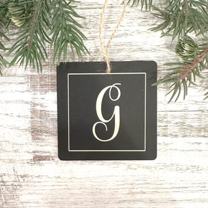 Black Acrylic Initial Ornament