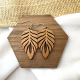 Feather Wood Earrings, 2 Colors