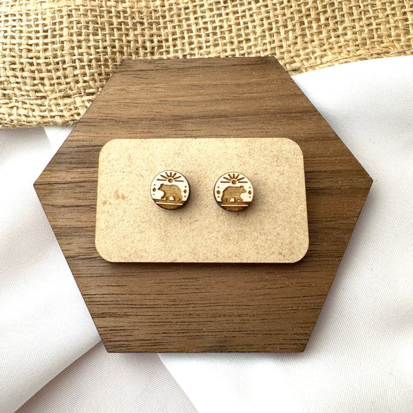 Brown Bear Burst Stud Earrings - Wholesale