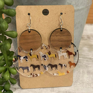 Walnut Wood and Horses Acrylic Drops - wholesale