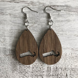 State Drop Earrings-Walnut - Wholesale