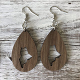 State Drop Earrings-Walnut - Wholesale