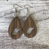 State Drop Earrings-Walnut - Wholesale