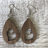 State Drop Earrings-Walnut - Wholesale