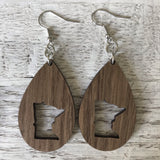 State Drop Earrings-Walnut - Wholesale