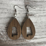 State Drop Earrings-Walnut - Wholesale