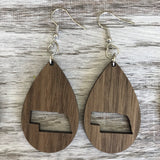 State Drop Earrings-Walnut - Wholesale