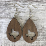 State Drop Earrings-Walnut - Wholesale