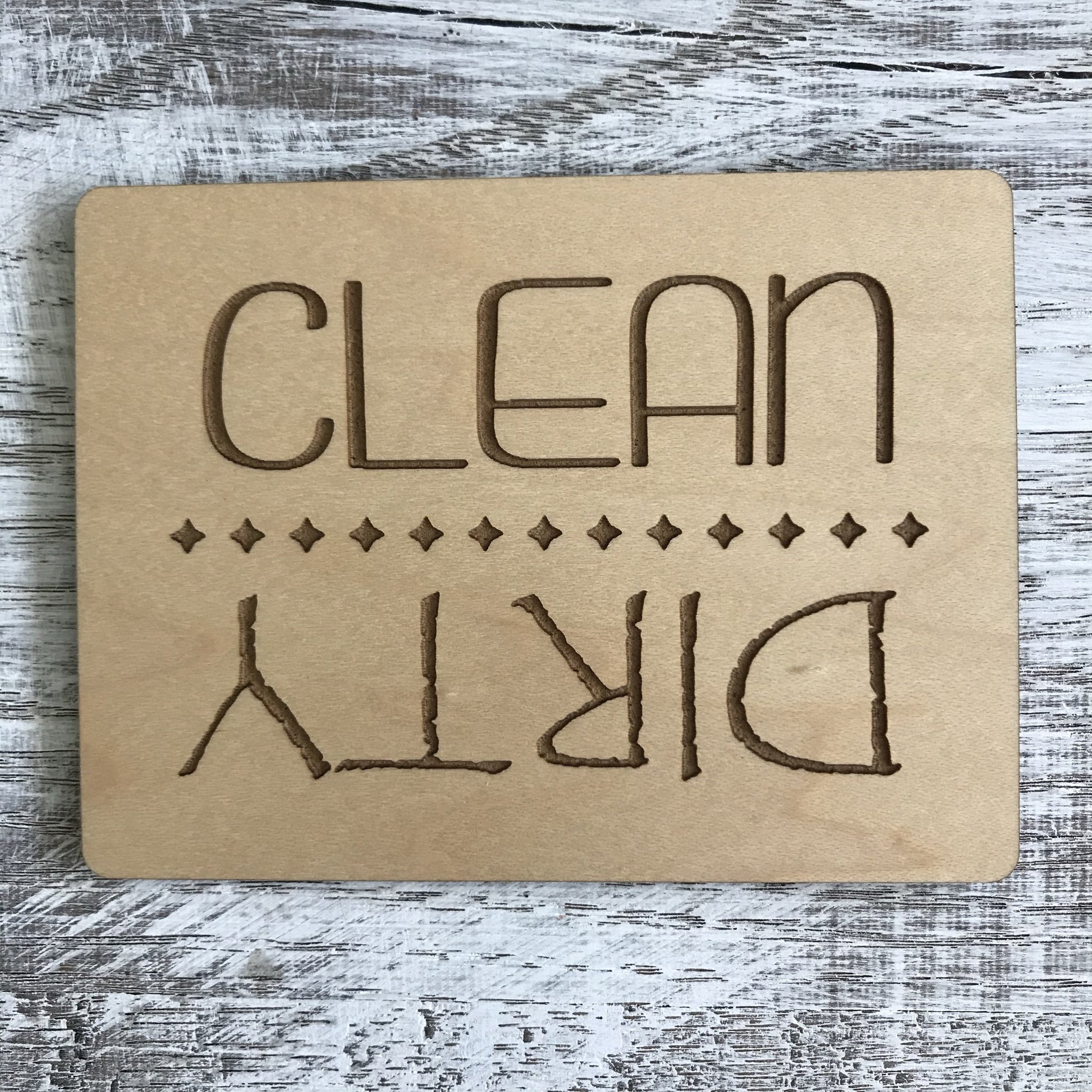 Dishwasher Magnet Clean Dirty Sign Rectangle Brown-White Version