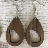 State Drop Earrings-Walnut - Wholesale