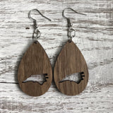 State Drop Earrings-Walnut - Wholesale