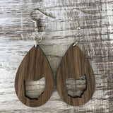 State Drop Earrings-Walnut - Wholesale